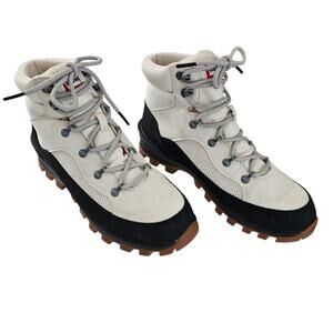 Hunter Womens Explorer Commando Winter Boot Size 9 Lace Up Insulated White Cream